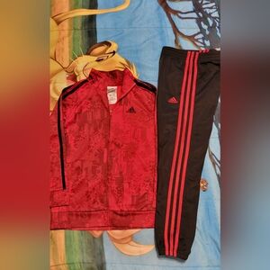 adidas Kids Red and Black Matching Set